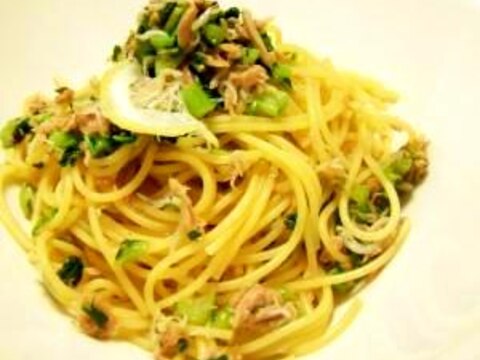 大根葉がアクセント♪ツナとしらすのパスタ☆